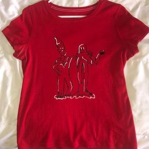 Graphic Tee Red with funny cartoons